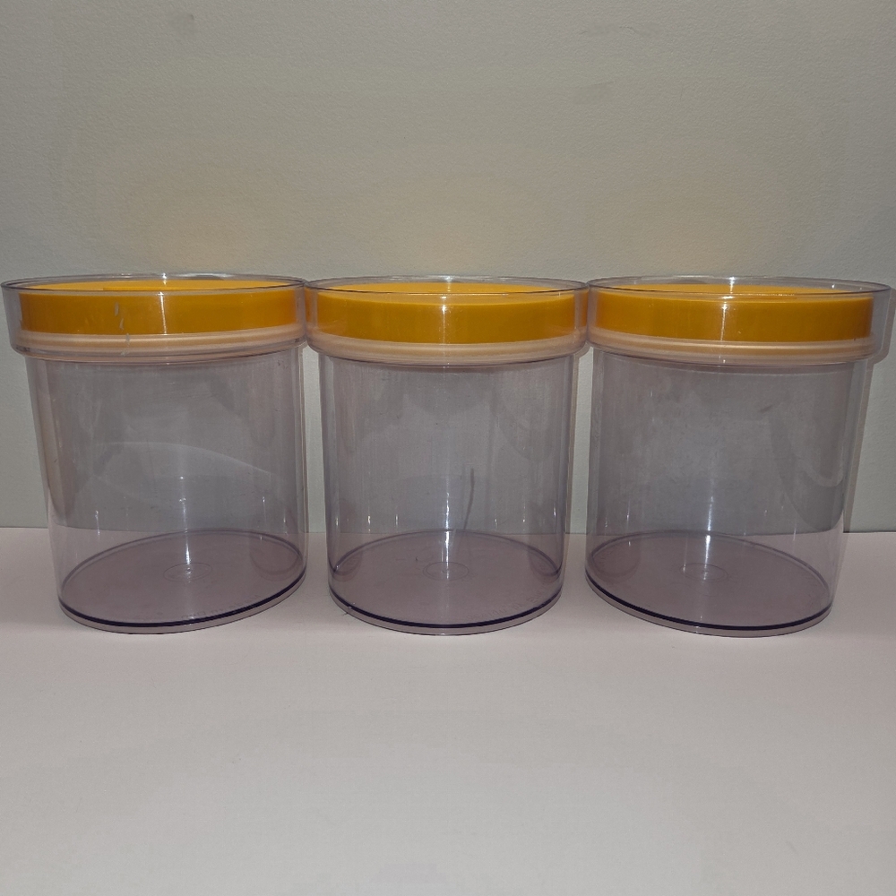 MCM Yellow Design By Erik Kold Made In Denmark 1.7L X 3 Dry Food Storage Vintage
